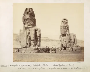 De Kolossen van Memnon, beelden van Amenhotep III, XVIII Dynastie, ca. 1375-1358 v.Chr., Thebe, 1862